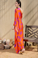 Mitaliwadhwa orange and purple one shoulder dress