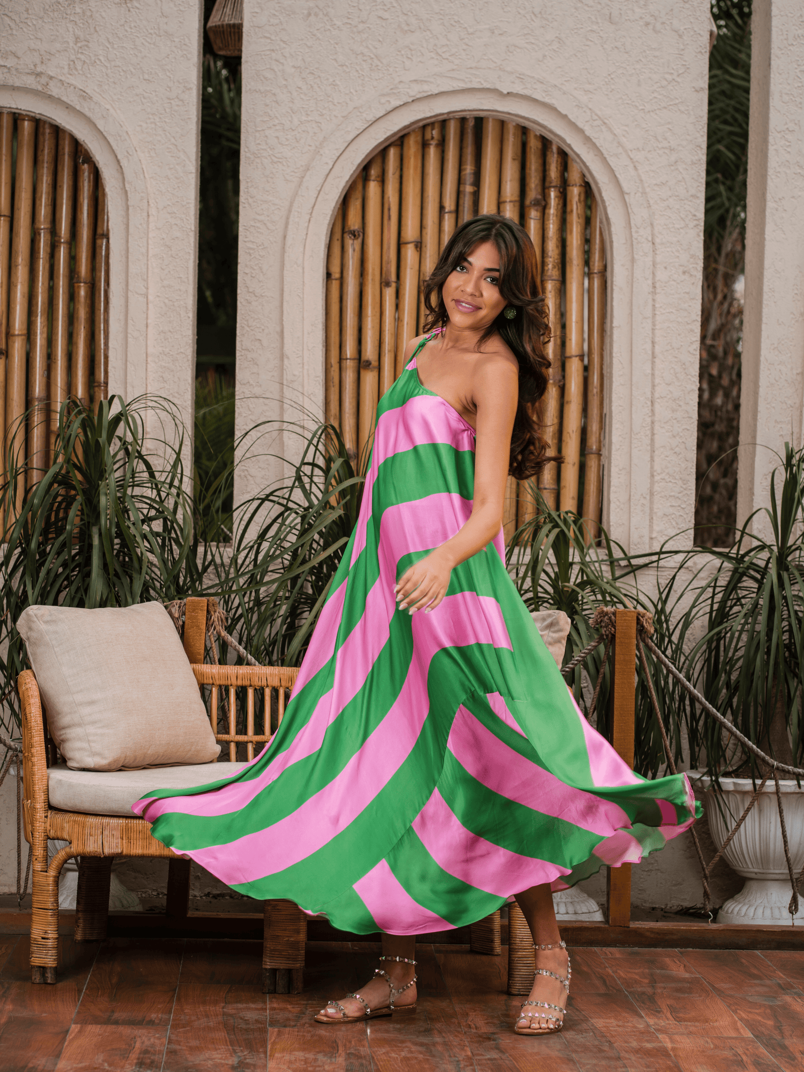 Pink and Green stripe maxi – Tasuvure X MW