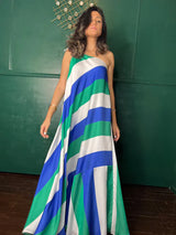 Mitaliwadhwa Prerna Mehra in Blue Green and white stripe maxi