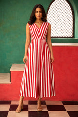 Mitaliwadhwa Red and White stripe dress