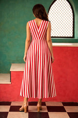 Mitaliwadhwa Red and White stripe dress