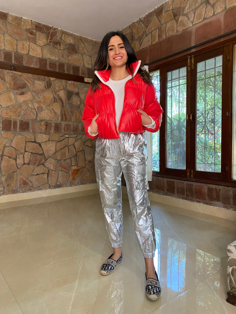 Mitaliwadhwa Red bomber jacket