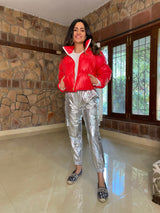 Mitaliwadhwa Red bomber jacket
