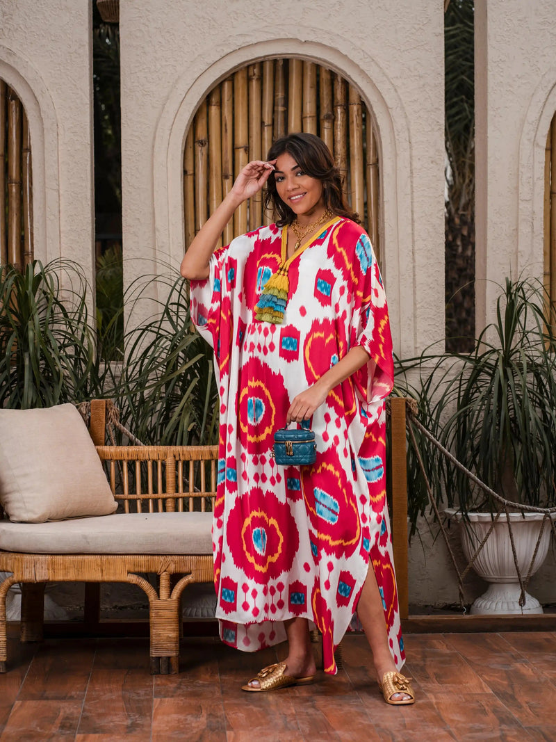 Mitaliwadhwa Red Ikat kaftan