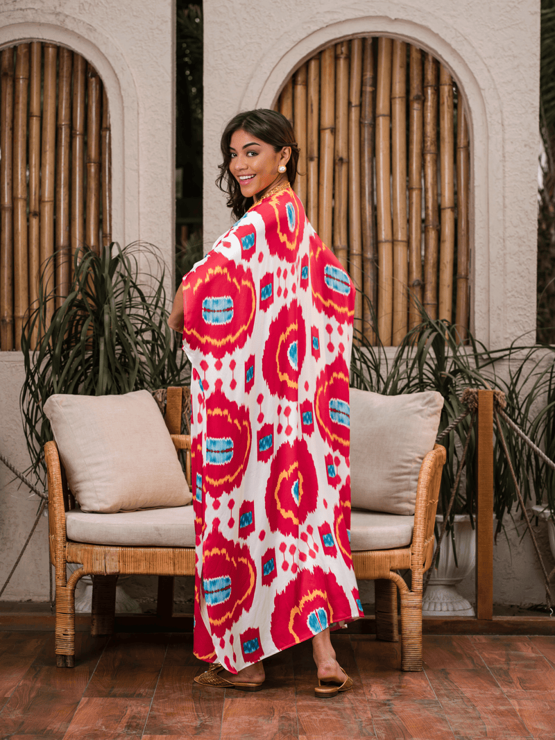Mitaliwadhwa Red Ikat kaftan