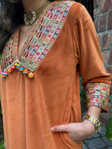 Mitaliwadhwa Rust velvet set