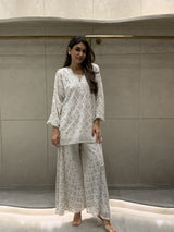 Mitaliwadhwa Sharara Set Sequin Kaftan Top With Sharara Set - White