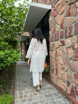 Mitaliwadhwa White Cutwork Pakistani KP set