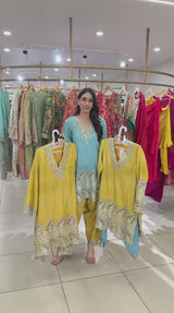 Aaina Ada Farshi Set - Sunheri Pati Colourblock