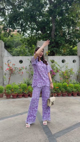 Saachi Bhasin Daga in Lilac schiffli co-ord set