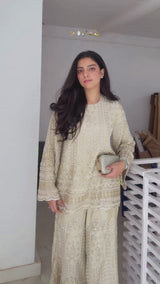 Yukta Sood in Gold Embroidered Sharara Set