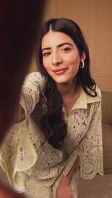 Kaashni Kapoor in Sage green cutwork set