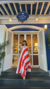 Alice Kaushik in Stripe Halter Dress