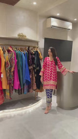 Banarasi Begum Tunic Set - Fuschia and Purple