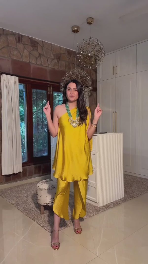 Festive set with attached dupatta- Yellow