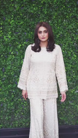 Gold Embroidered Sharara Set