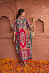 Tasuvure Banarasi Begum Embroidered Kaftan - Pink