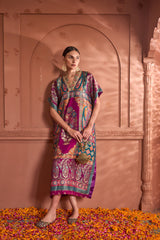 Tasuvure Banarasi Begum Embroidered Kaftan - Purple