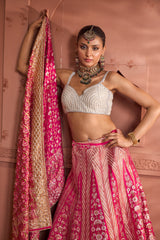 Tasuvure Banarasi Begum Ghaghra And Chunni - Rani Pink