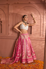 Tasuvure Banarasi Begum Ghaghra And Chunni - Rani Pink