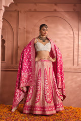 Tasuvure Banarasi Begum Ghaghra And Chunni - Rani Pink