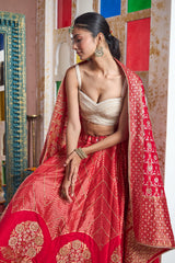 Tasuvure Banarasi Begum Ghaghra And Chunni - Royal Red