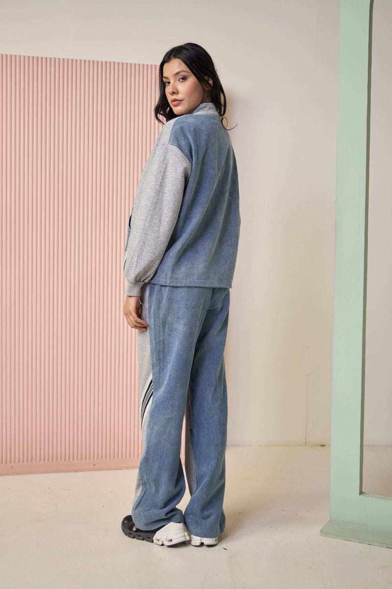 Tasuvure Daryl Denim Printed Co-ord Set - Blue & White