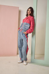 Tasuvure Daryl Denim Printed Co-ord Set - Pink & Blue