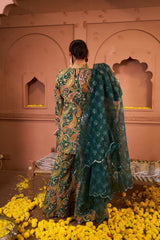 Tasuvure Elizey Paisley Embroidered Sharara Set - Green