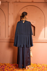 Tasuvure Kiri Patch Work Kurta With Flared Pant - Blue