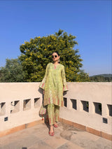 Tasuvure Kurta Set Vanya Bahl in Tissue 3 Piece Kurta Set - Green