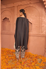 Tasuvure Reyna Gara Glazed Kaia Kaftan Top with Pants-Black
