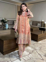 Tasuvure Tissue 3 Piece Kurta Set - Pink