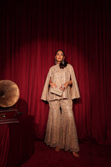 Tasuvure X MW Aaina Ada Mirror Cape Set - Ivory