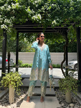 Tasuvure X MW Aaina Ada Tissue Set with Potli - Neelam Pati