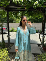 Tasuvure X MW Aaina Ada Tissue Set with Potli - Neelam Pati