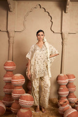 Tasuvure X MW  Aaina Adaa Mirror Work Kaftan Set - Ivory
