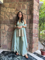 Tasuvure X MW Akshita Vohra in MW Embroidered sleeveless  Set - Mint Green