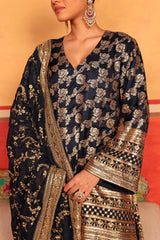 Tasuvure X MW  Banarasi Begum Sharara Set - Blue