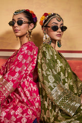 Tasuvure X MW  Banarasi Begum Tunic Set - Green and Purple