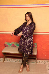 Tasuvure X MW  Banarasi Begum Tunic Tulip Set - Purple and Black