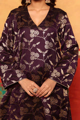 Tasuvure X MW  Banarasi Begum Tunic Tulip Set - Purple and Black