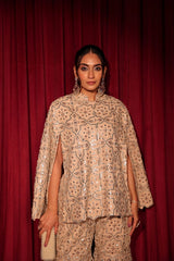 Tasuvure X MW best seller Aaina Ada Mirror Cape Set - Ivory