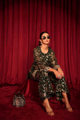 Tasuvure X MW best seller ZAIRA ZARDOSI SHARARA SET- GREEN
