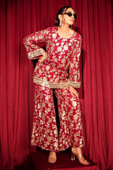 Tasuvure X MW best seller ZAIRA ZARDOSI SHARARA SET- RED