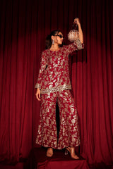 Tasuvure X MW best seller ZAIRA ZARDOSI SHARARA SET- RED