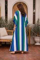 Tasuvure X MW  Blue Green and white stripe kaftan