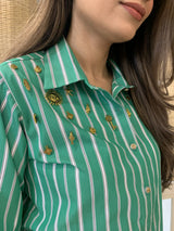 Tasuvure X MW Brass Hanging stripe shirt