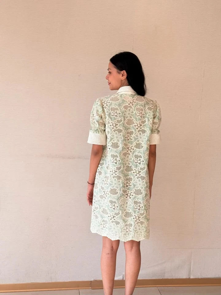 Tasuvure X MW  Celia Crotchet Dress - Sage Green