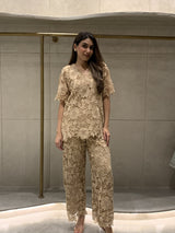Tasuvure X MW Co-ord Set Beige schiffli co-ord set